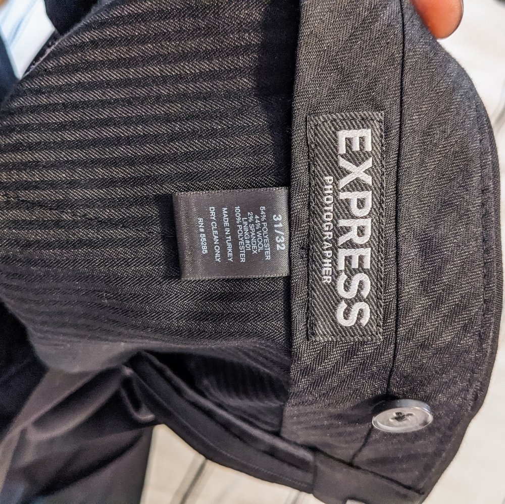 Express Slim Solid Black Modern Tech Suit Pants - image 3